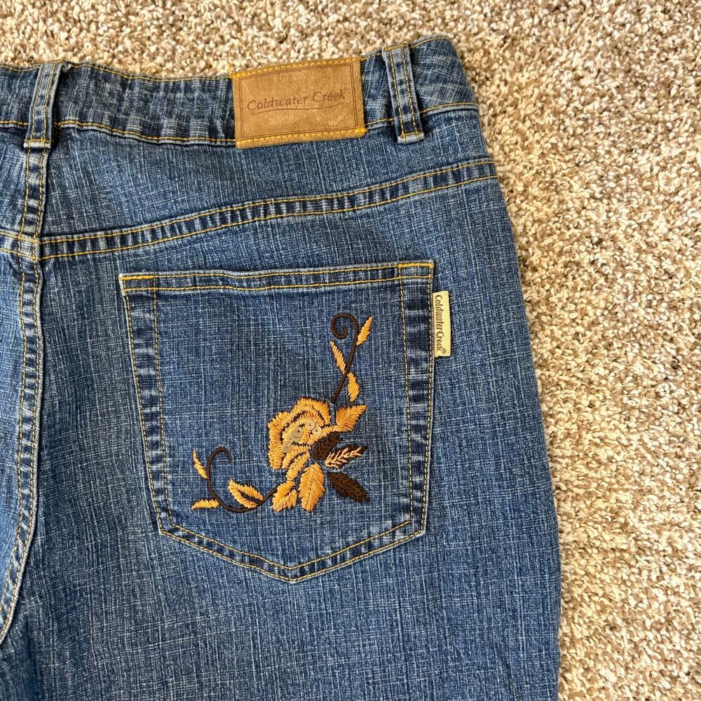 Y2K Coldwater Creek Embroidered Floral Bootcut Jeans Boho Western Denim 12 - Picture 6 of 11